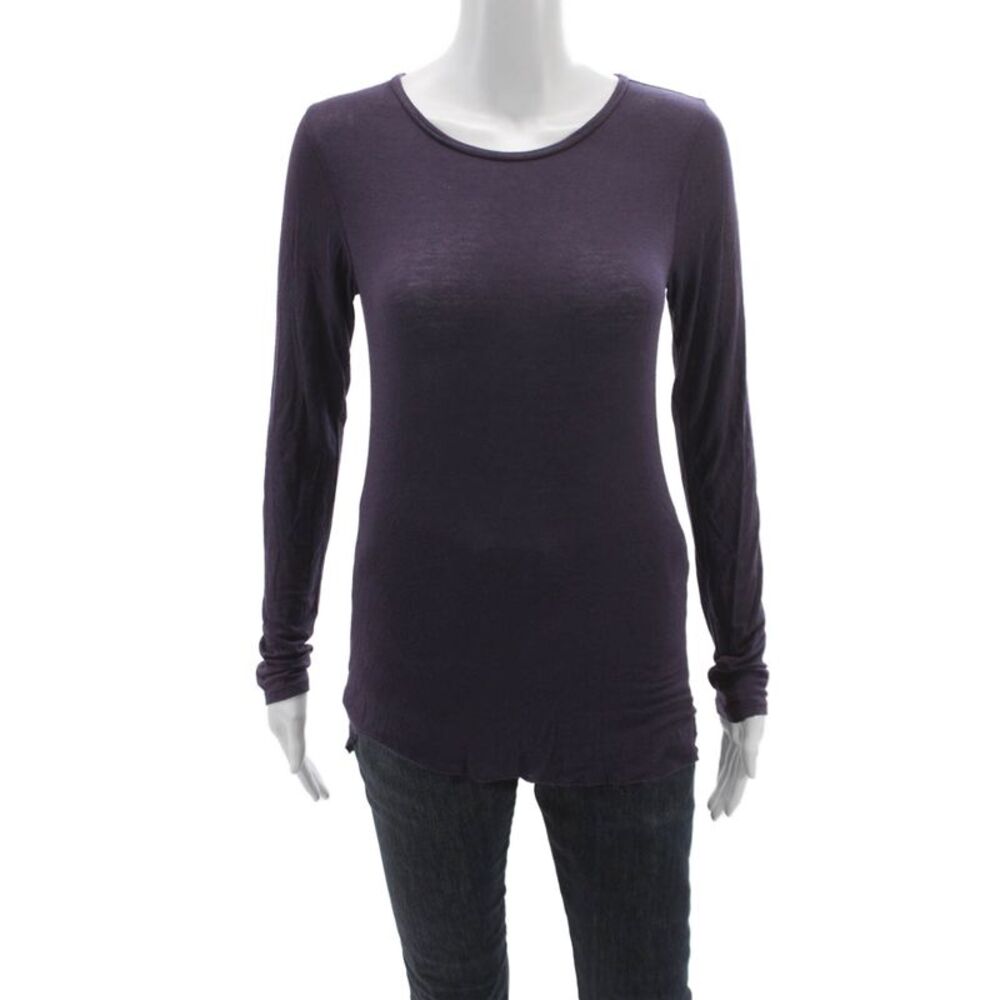 Kristensen Du Nord Women Purple Long Sleeve T-Shirt Cotton Blend Size 1